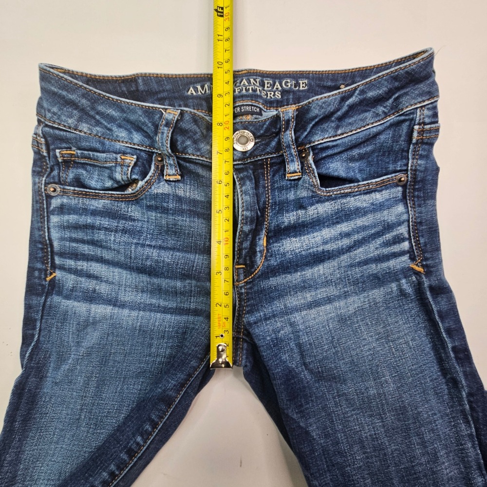 American Eagle Kick Bootcut Jeans Women 2 Short Dark Wash Super Stretch - Picture 7 of 16